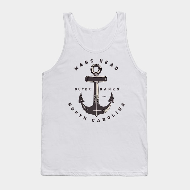 Nags Head, NC Summertime Vacationing Big Anchor Tank Top by Contentarama